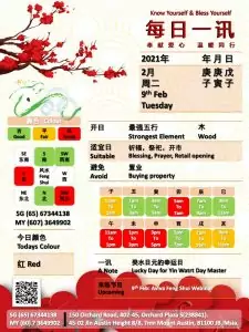 9th Feb Daily Feng Shui & Zodiac
