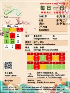 7th Aug Daily Feng Shui & Zodiac